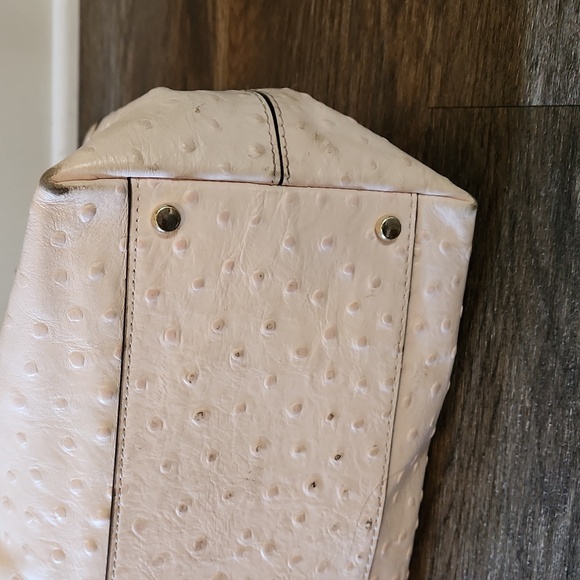 Kate Spade Pink Ostrich Large Tote Bag Purse with Bow Detail - Picture 6 of 13